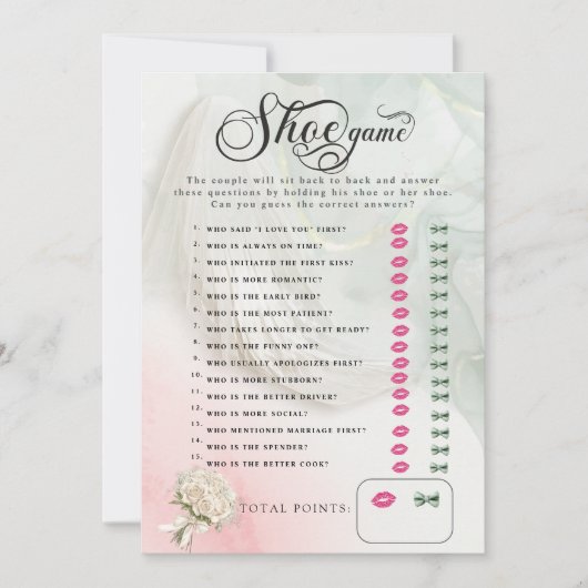 Bruid Veil Wedding Shower Schoenenspel Kaart (Voorkant)