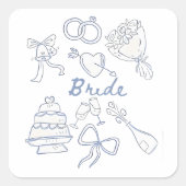Bruid Verloving Trouwkoppels Echtgenote Vrouw Vierkante Sticker (Voorkant)