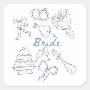 Bruid Verloving Trouwkoppels Echtgenote Vrouw Vierkante Sticker