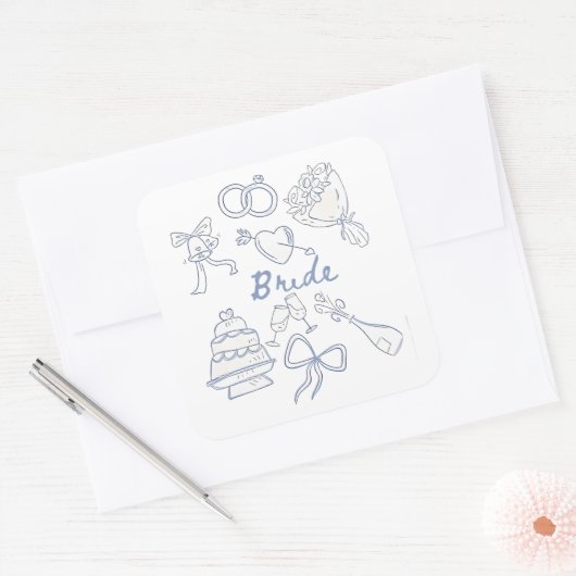 Bruid Verloving Trouwkoppels Echtgenote Vrouw Vierkante Sticker (Envelop)