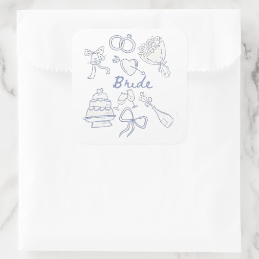 Bruid Verloving Trouwkoppels Echtgenote Vrouw Vierkante Sticker (Tas)