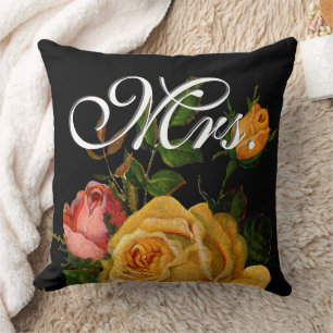 Bruid Vintage Bloemige Gele en Roze Ouderwetse Roo Kussen