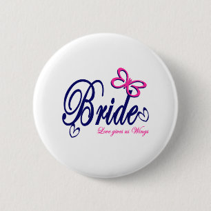 Bruid/Vlinderthema Ronde Button 5,7 Cm