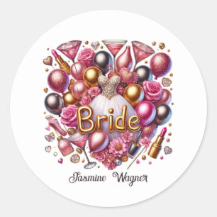 Bruid voeg naam Huwelijk toe Ronde Sticker