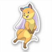 Bruid vos met sluier sticker (Voorkant)