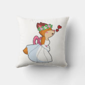 Bruid vos met trouwjurk & bloemstuk kussen (Achterkant)