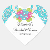 Bruid Vrijgezellenfeest Sticker Seal Damask Turquo (Voorkant)