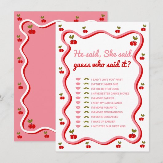 Bruid vs bruidegom Retro Cherry douche Game kaart (Voorkant / Achterkant)