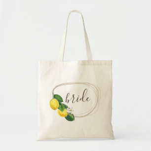 Bruid. Waterverf bloemig citrus citroen bruiloft Tote Bag