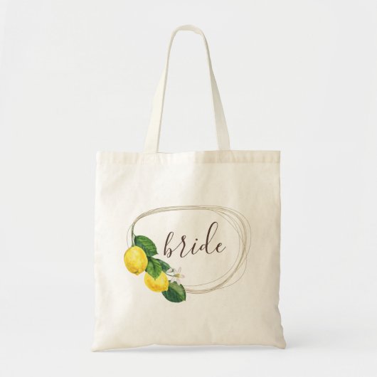 Bruid. Waterverf bloemig citrus citroen bruiloft Tote Bag (Voorkant)