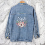 Bruid Waterverf Boho Rustic Floral Denim Jacket<br><div class="desc">Bruid Waterverf Boho rustieke Bloemen Denim Jas. Een trendy roze boho bloemenontwerp met modern chique bruidsscript.</div>