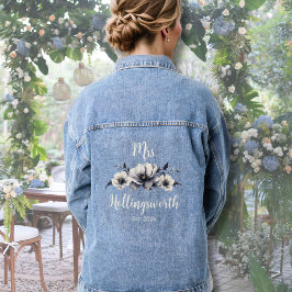 Bruid Waterverf Boho Rustieke Bloem Denim Denim Jacket