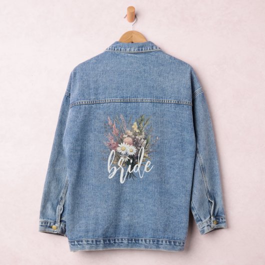Bruid Waterverf Boho Rustieke Bloemen Wildflower Denim Jacket (Hangar)