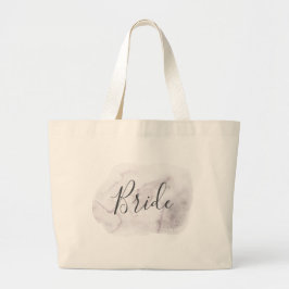 Bruid. Waterverf elegante stoffige paarse trouw Grote Tote Bag
