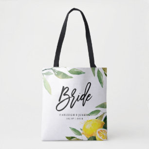 Bruid Waterverf Lemon Bohemian Bruiloft Canvas tas