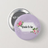 Bruid waterverf paarse bloem bruidsdouche ronde button 5,7 cm (Voorkant /achterkant)