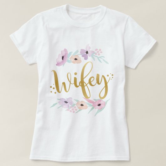 Bruid Wifey Floral T-Shirt Bruids T - shirts Bruid (Design voorkant)