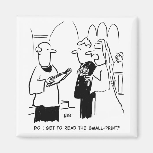 Bruid wil kleine lettertjes controleren Cartoon Magneet (Voorkant)