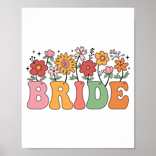 Bruid Wildbloem Bloemen Bruidsfeest Trouwtas Poster (Voorkant)