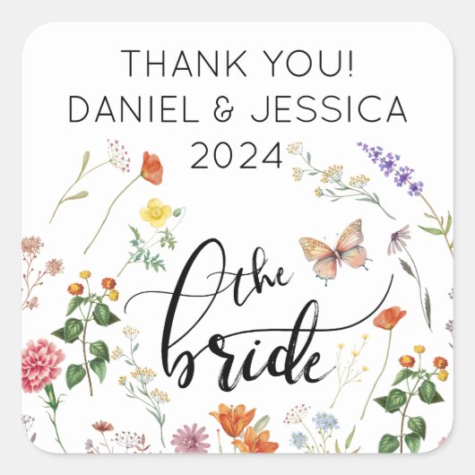 Bruid Wilde Bloem Vintage Bruiloft Sticker (Voorkant)