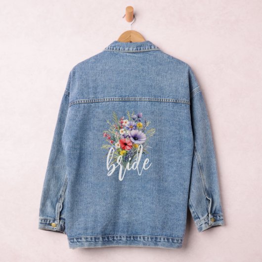 Bruid Wildflower Boho Landelijk Bloemmotief Denim Jacket (Hangar)