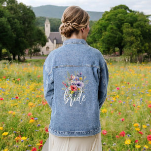 Bruid Wildflower Boho Landelijk Bloemstuk Denim Jacket