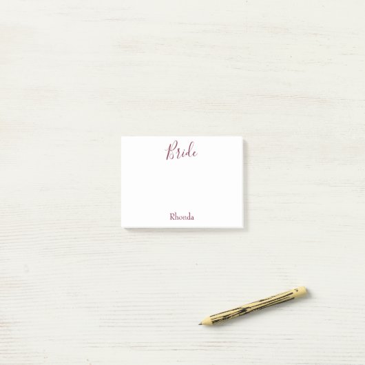 Bruid Wit en Bourgondiër Post-it® Notes (Op bureau)