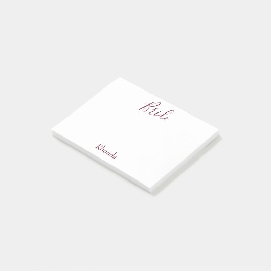 Bruid Wit en Bourgondiër Post-it® Notes (Schuin)