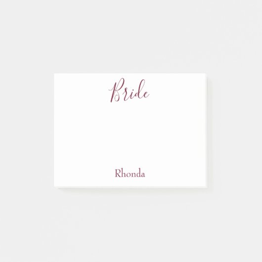 Bruid Wit en Burgundy Post-it® Notes (Voorkant)
