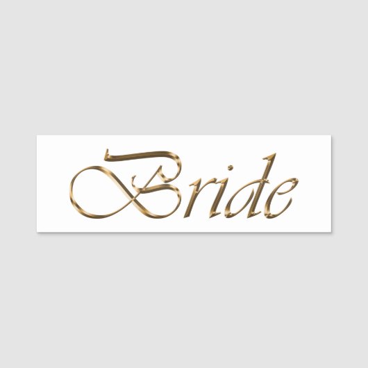 Bruid wit goud elegante script kalligrafie chic naamplaatje (Voorkant)