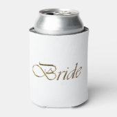 Bruid wit goud script kalligrafie elegant chic blikjeskoeler (Blikje Voorkant)