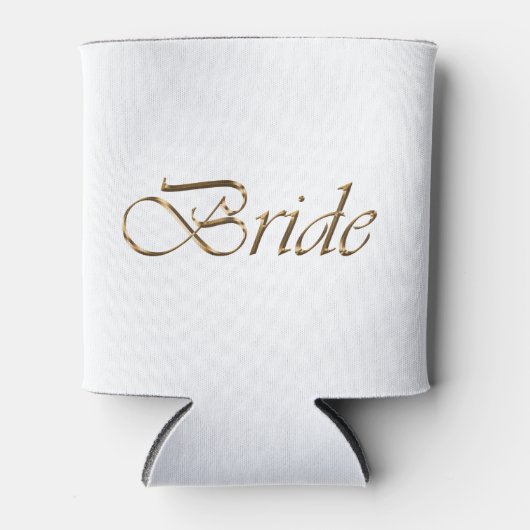 Bruid wit goud script kalligrafie elegant chic blikjeskoeler (Voorkant)
