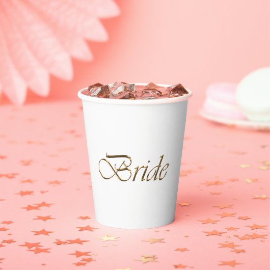 Bruid wit goud script kalligrafie elegant chic papieren bekers (Insitu)