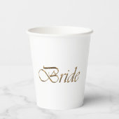 Bruid wit goud script kalligrafie elegant chic papieren bekers (Achterkant)