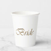 Bruid wit goud script kalligrafie elegant chic papieren bekers (Voorkant)