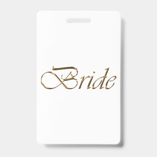 Bruid wit goud script kalligrafie elegant id badge (Voorzijde)