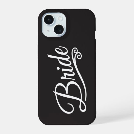 Bruid wit op zwart iPhone 15 case (Achterkant)