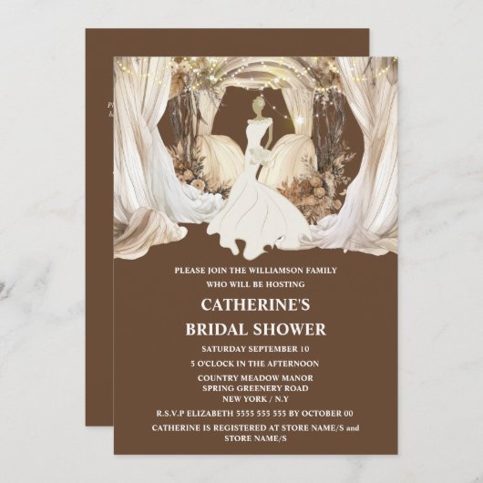 Bruid wit trouwjurk boho string verlichting kaart (Voorkant / Achterkant)