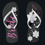 Bruid Witte Bloemen Custom Teenslippers<br><div class="desc">Teenslippers voor de bruid!  witte bloemen met haar aangepaste trouwdatum teenslippers zijn een must voor de bruid. Voeg de trouwdatum toe!</div>