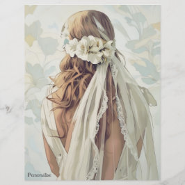  bruid witte bloemen sluier plakboek papier