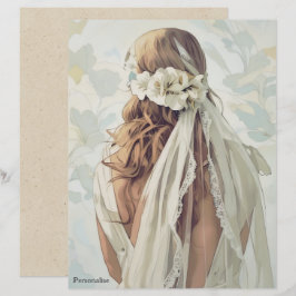  bruid witte bloemen sluier plakboek papier
