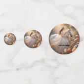 Bruid & Witte Hengst Paard Staande In Een Weiland Confetti (Achterkanten)