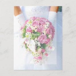 Bruid Witte Kant en Bloem Boeket Bruiloft RSVP Uitnodiging Briefkaart