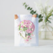 Bruid Witte Kant en Bloem Boeket Bruiloft RSVP Uitnodiging Briefkaart (Staand voorkant)