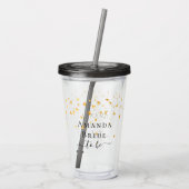 Bruid worden gouden harten strooi naam  acryl drinkbeker (Achterkant)