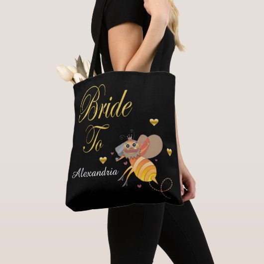 Bruid Wordt Bij Trouwjurk Personaliseer Tote Bag (Dichtbij)