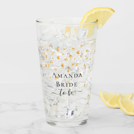 Bruid wordt gouden harten strooi naam glas (Achterkant ijs)