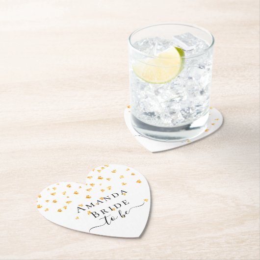Bruid wordt gouden harten strooi naam kartonnen onderzetters (Insitu)