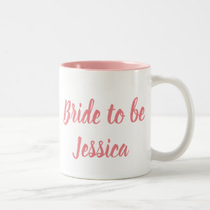 Bruid Wordt Pink Elegant Script Cadeaus Bruiloften Tweekleurige Koffiemok