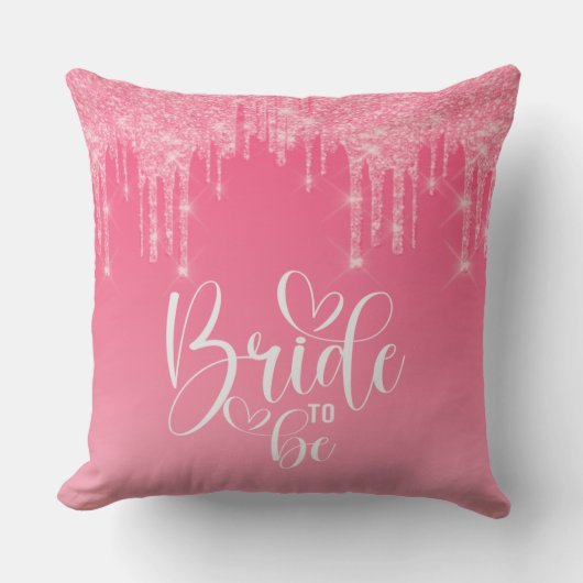 Bruid Wordt Roze Glitter Kussensloop Kussen (Voorkant)